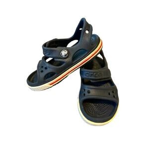 Kids Crocs Navy Blue With Red Sandals- Size 6- Straps